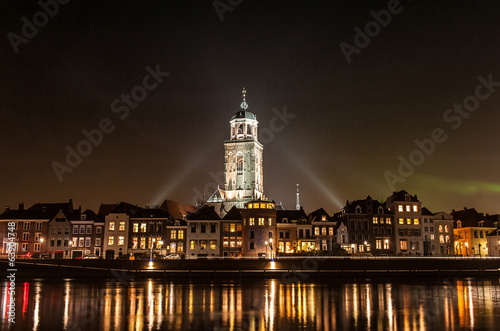 Deventer at night view from the other side of the Ijssel photo
