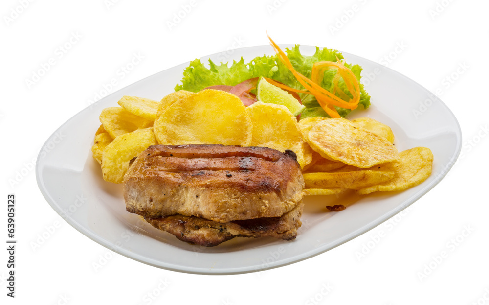 Grilled pork with potato Grilled pork with potato