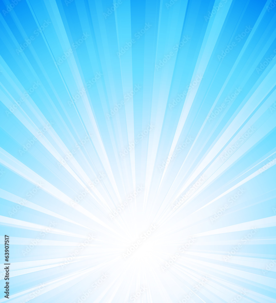 Naklejka premium Blue summer sun light burst