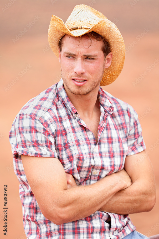 Fototapeta premium Cowboy man handsome and good looking with hat