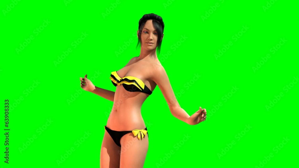 Hot Girl in sexy Bikini dances - green screen Stock-video | Adobe Stock