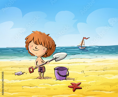 niño en la playa