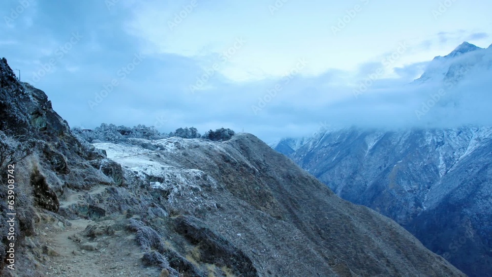 Timelapse sunrise in the mountains Everest (8848м), Himalayas Timelapse sunrise in the mountains Everest (8848м), Himalayas