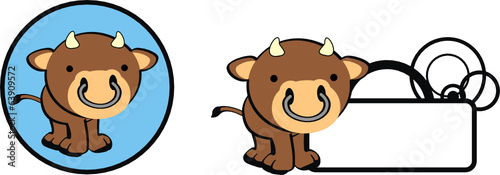 bull baby copyspace cartoon vector