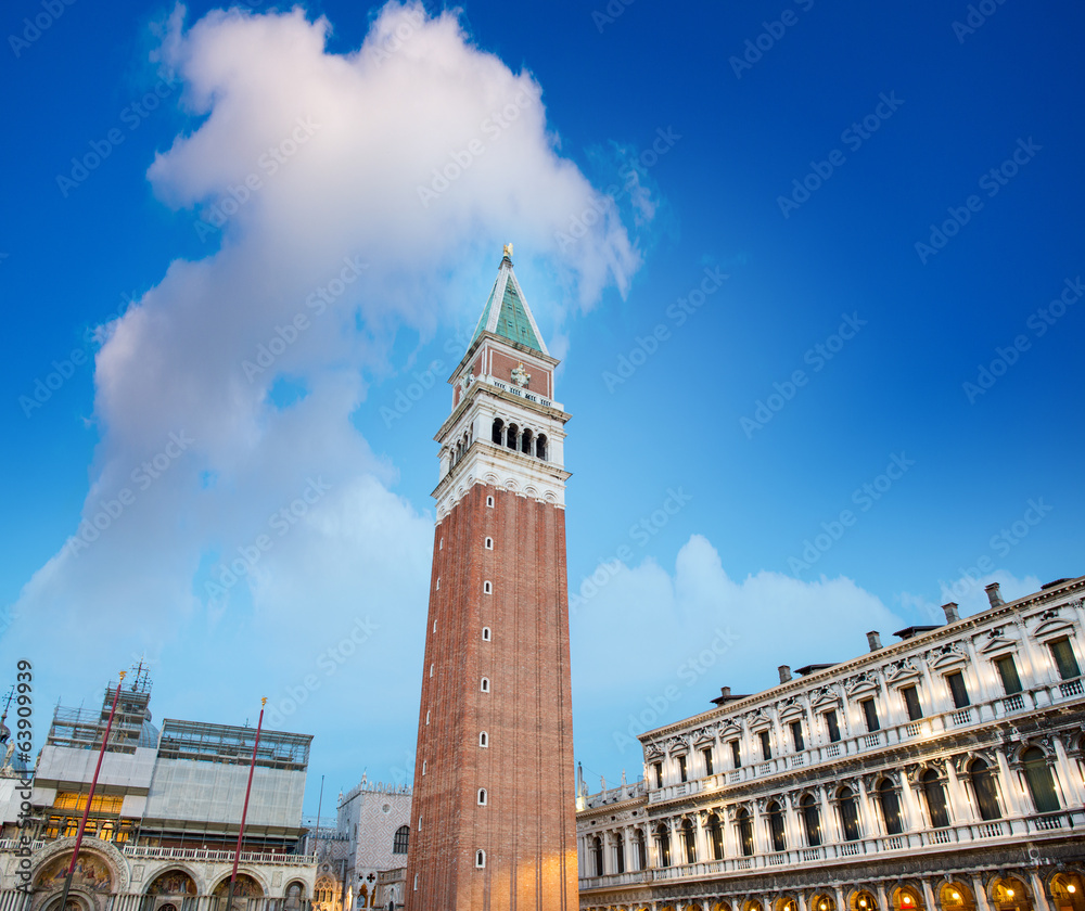 Famous Saint Mark's Square in Venice with Basilica San Marco and