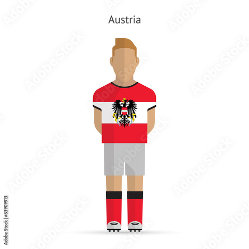 Austria football player. Soccer uniform.