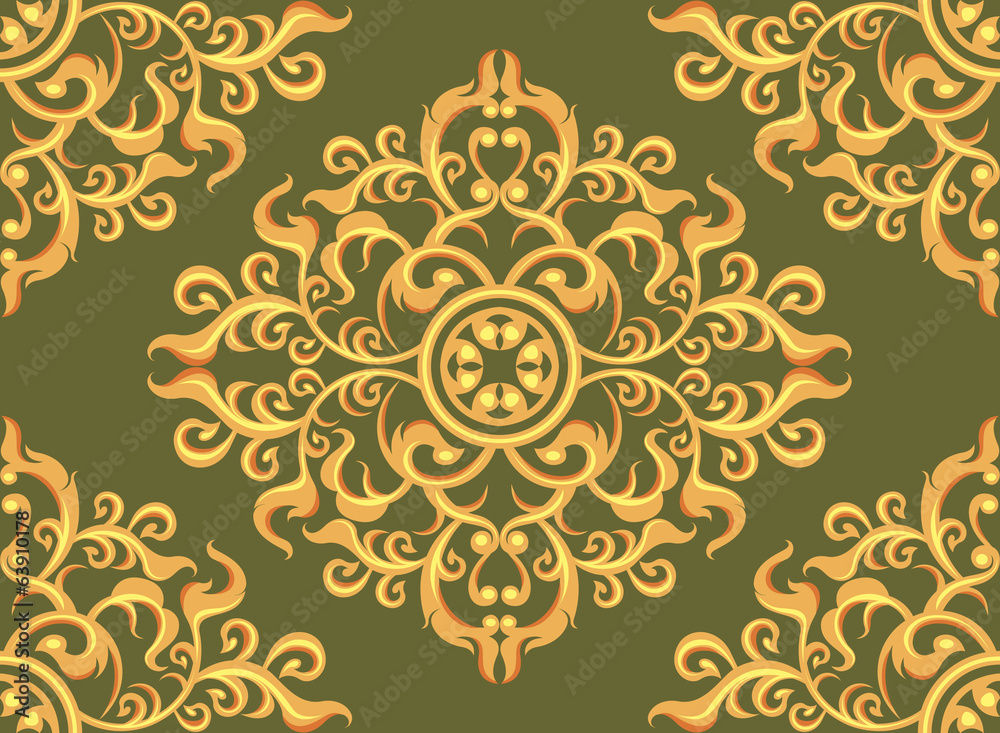 Art pattern wallpaper on green background