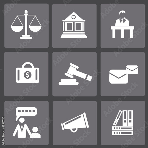 Law, legal and justice related symbols,vector