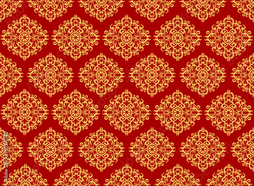 Beautiful art pattern wallpaper on red background
