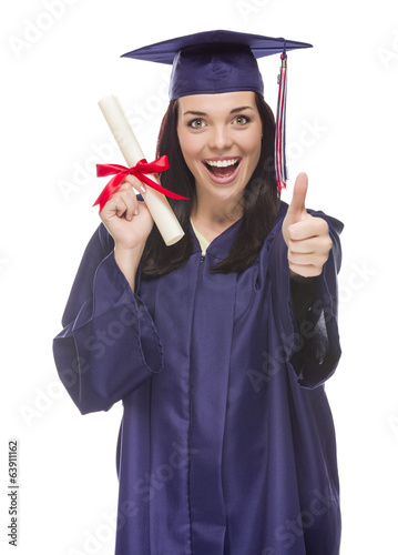 Mixed Race Graduate in Cap ...