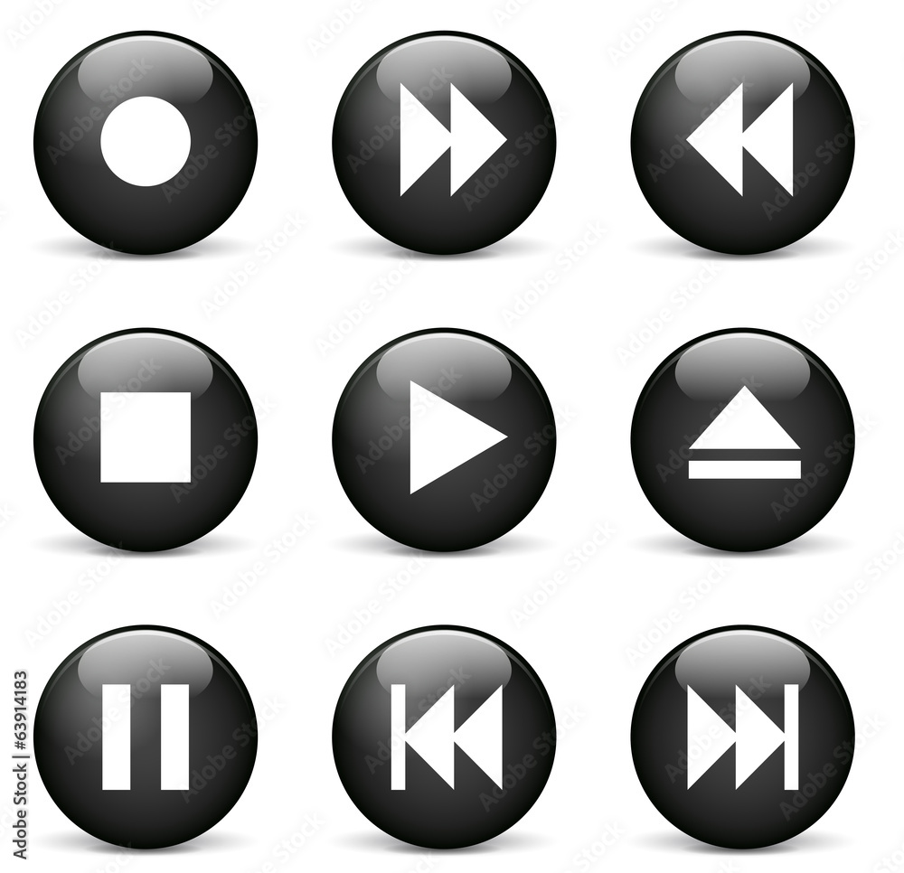 Vector media player icons Vector media player icons