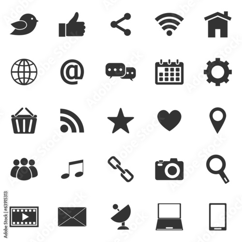 Social media icons on white background