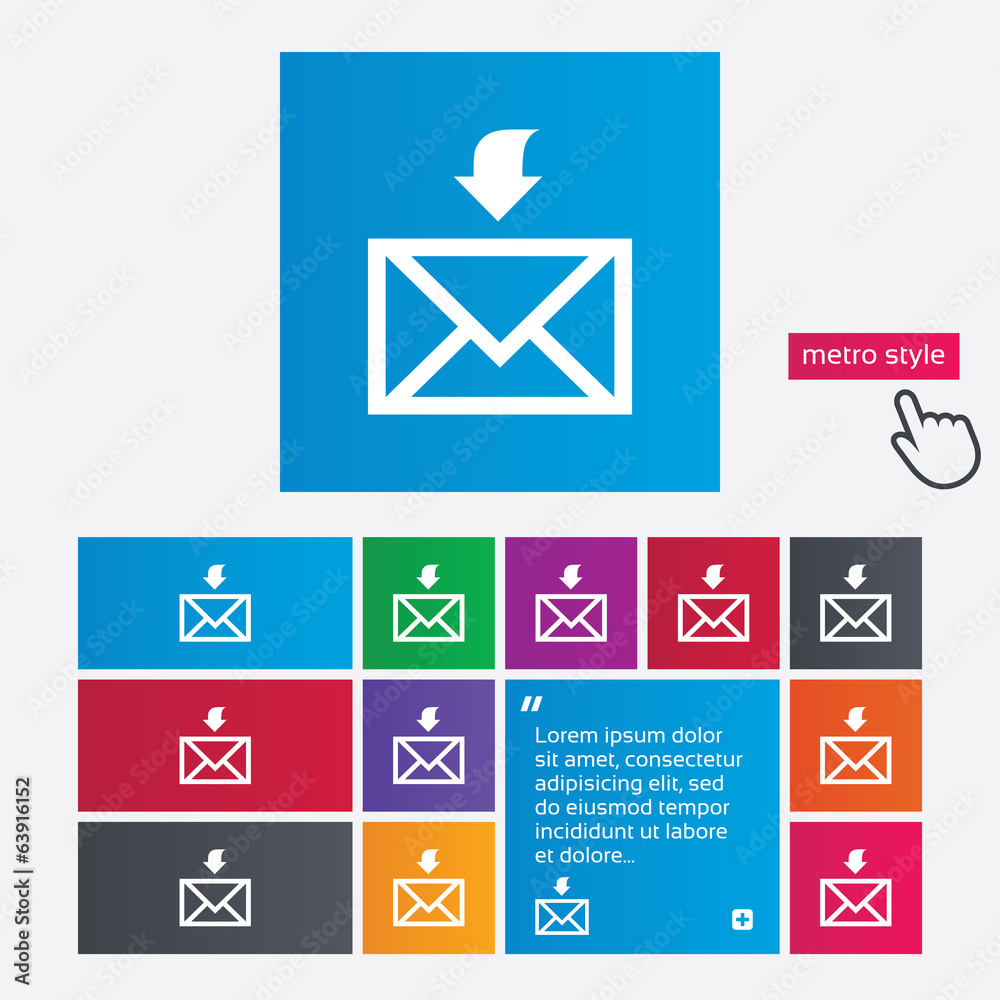 Mail receive icon. Envelope symbol. Get message Mail receive icon. Envelope symbol. Get message