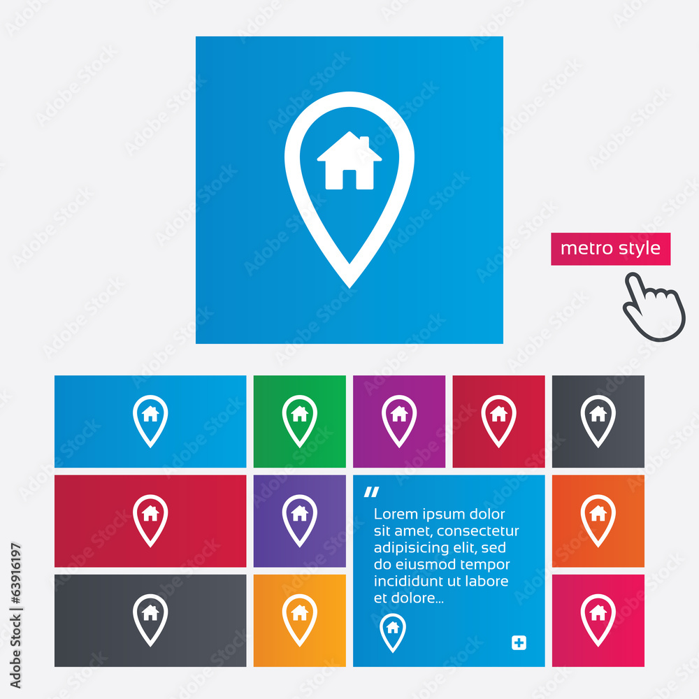 Map pointer house sign icon. Marker symbol. Map pointer house sign icon. Marker symbol.