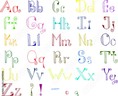 Colorful hand drawn alphabet