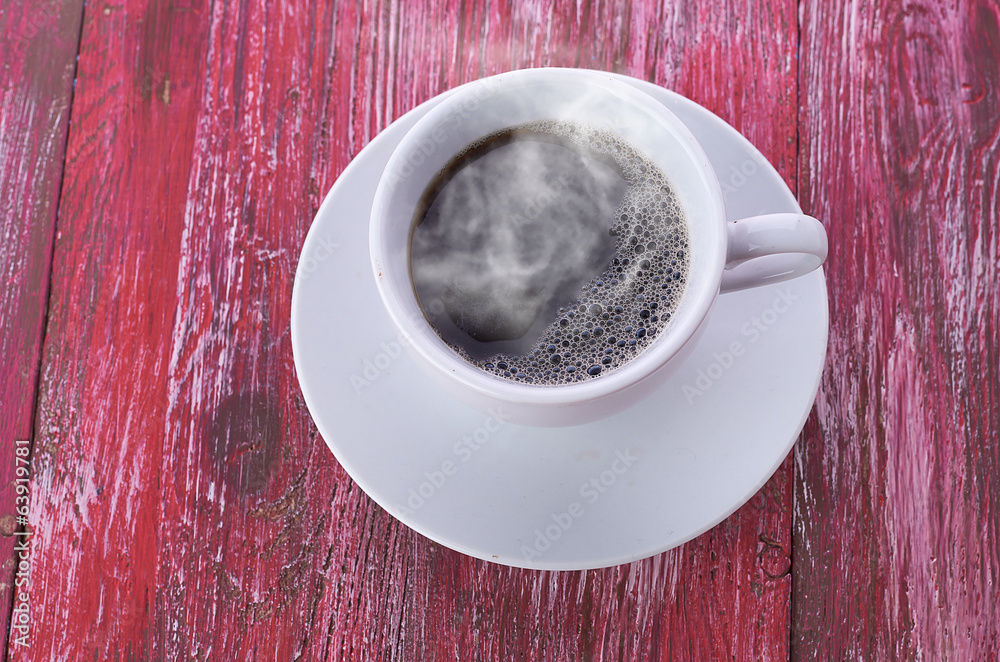 Obraz premium coffee cup with space on the wooden table