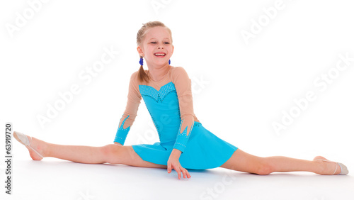 child girl doing fitness exercises