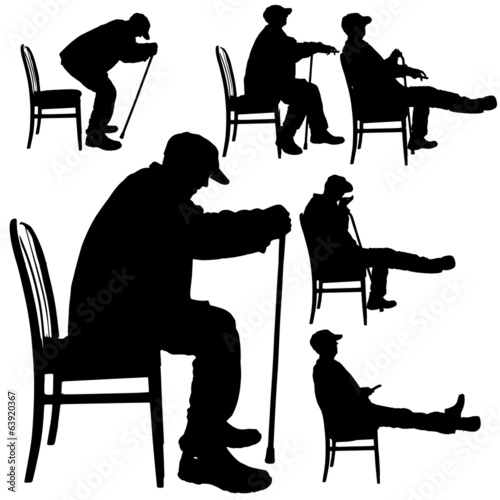 Vector silhouette of old people.