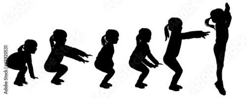 Vector silhouette of little girl.