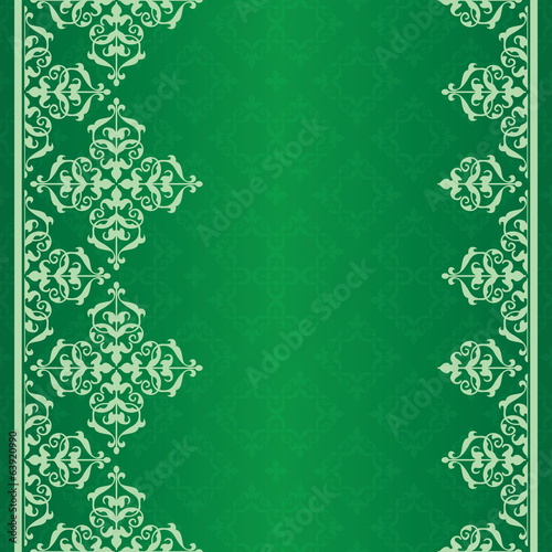 green vector background with vintage ornament