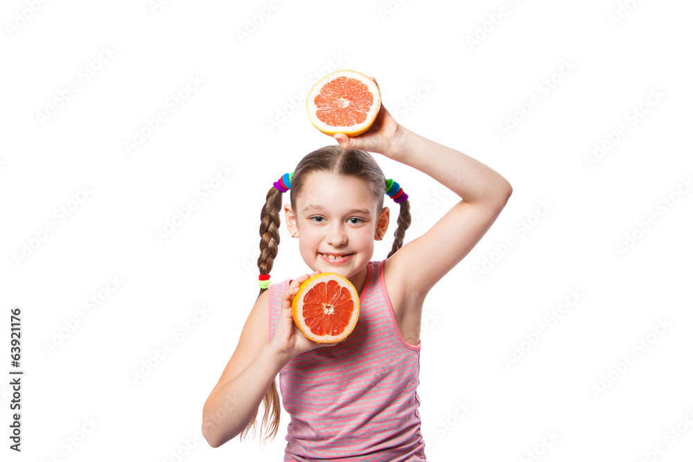 girl with a grapefruit