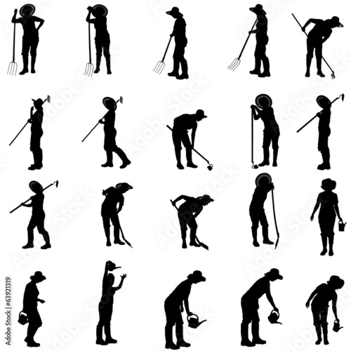 Vector silhouette of a gardener.