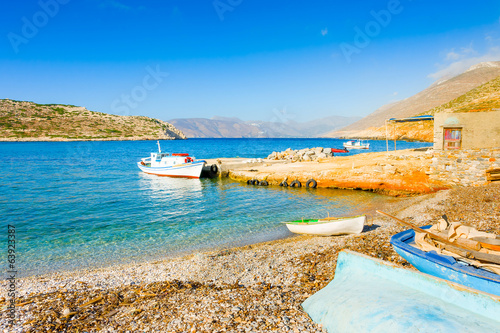 traditional fishing boats in Amorgos island in Greece