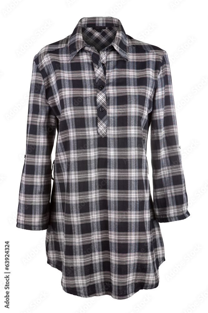 Plaid female shirt isolated on white