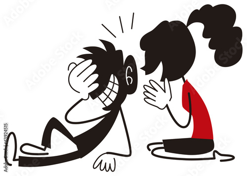 女性の話に喜ぶ男性