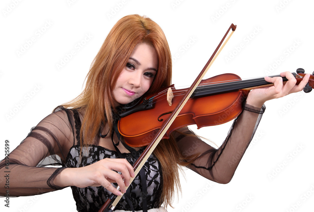 Asian woman and violin Asian woman and violin
