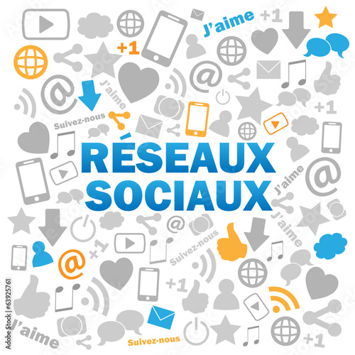 Poster Icônes "RESEAUX SOCIAUX" (médias internet web blog rss)