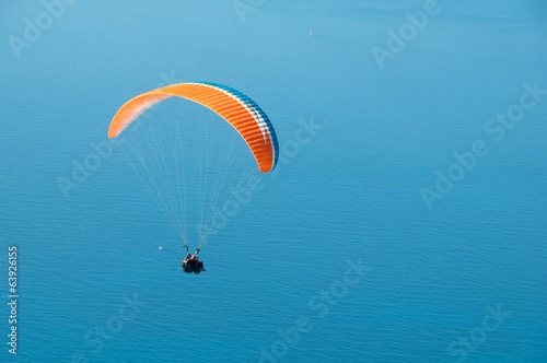 Paragliding in Turkey. Panoramic view on Mediterranean.