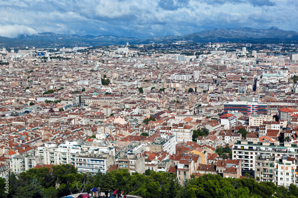 Marseille, France panorama. View from the Notre Dame de la Garde