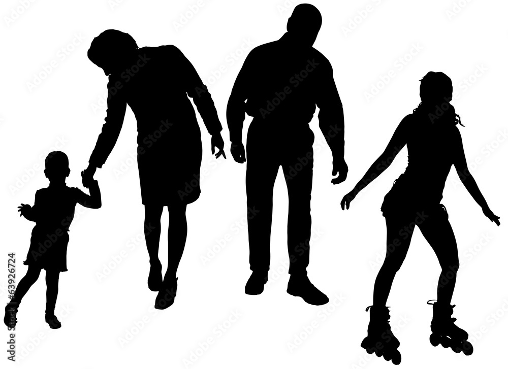 Vector silhouette of family.
