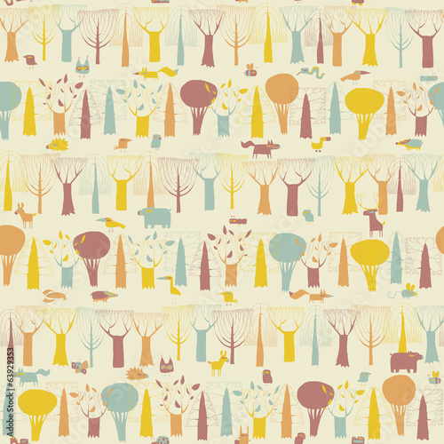 Woodland Animals seamless pattern