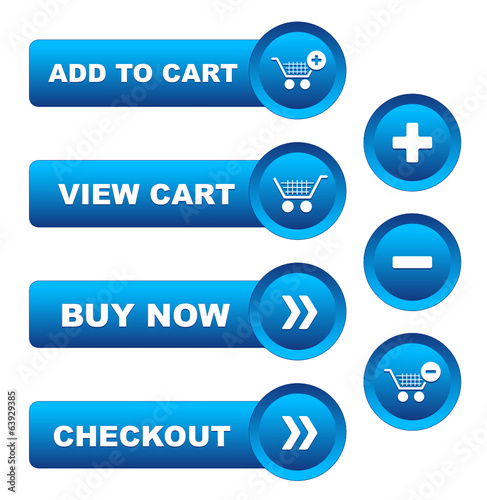 e-SHOPPING buttons (icons store shop trolley basket)