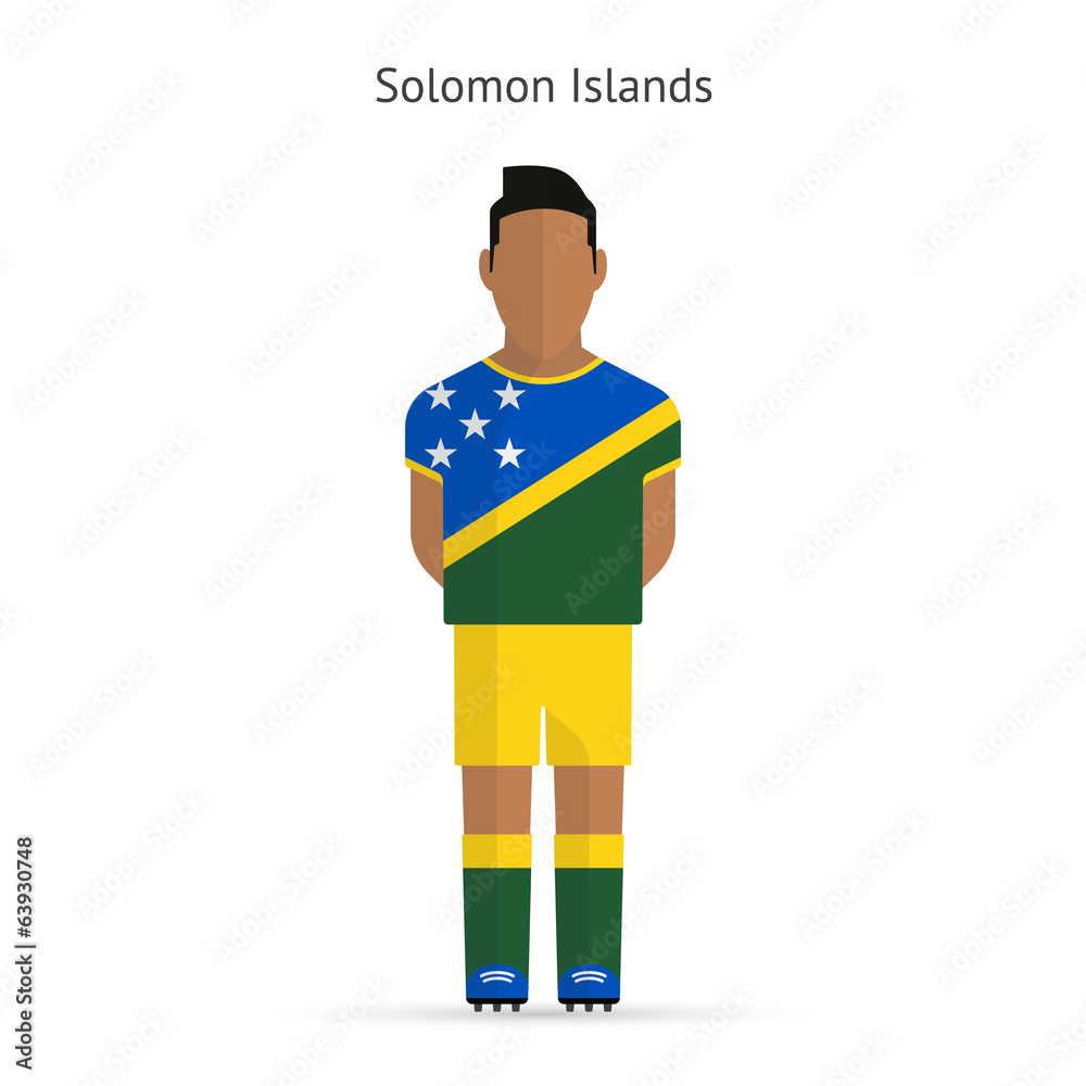 Solomon Islands football player. Soccer uniform.