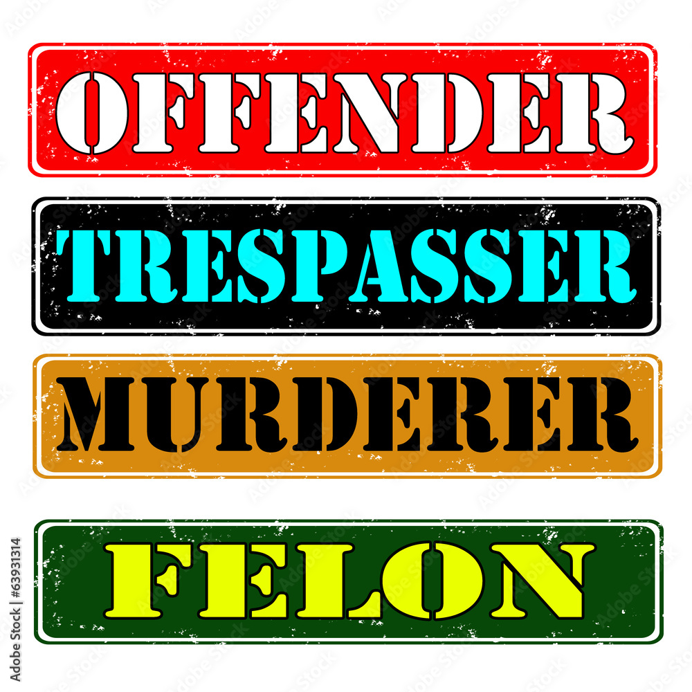 Fototapeta premium Set of stamps offender, felon , vector illustration