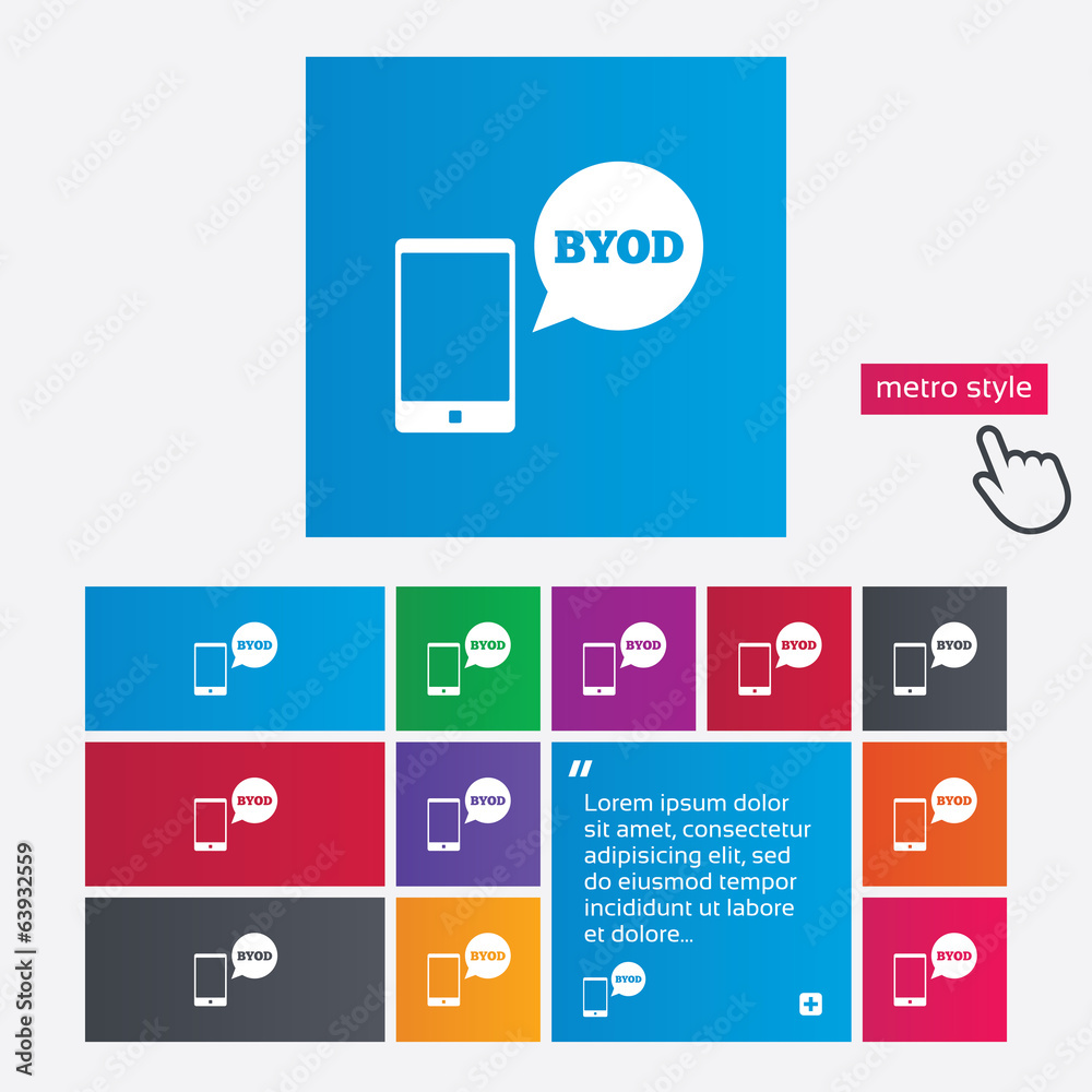 BYOD sign icon. Bring your own device symbol.