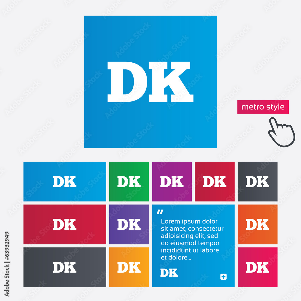 Denmark language sign icon. DK translation. Denmark language sign icon. DK translation.