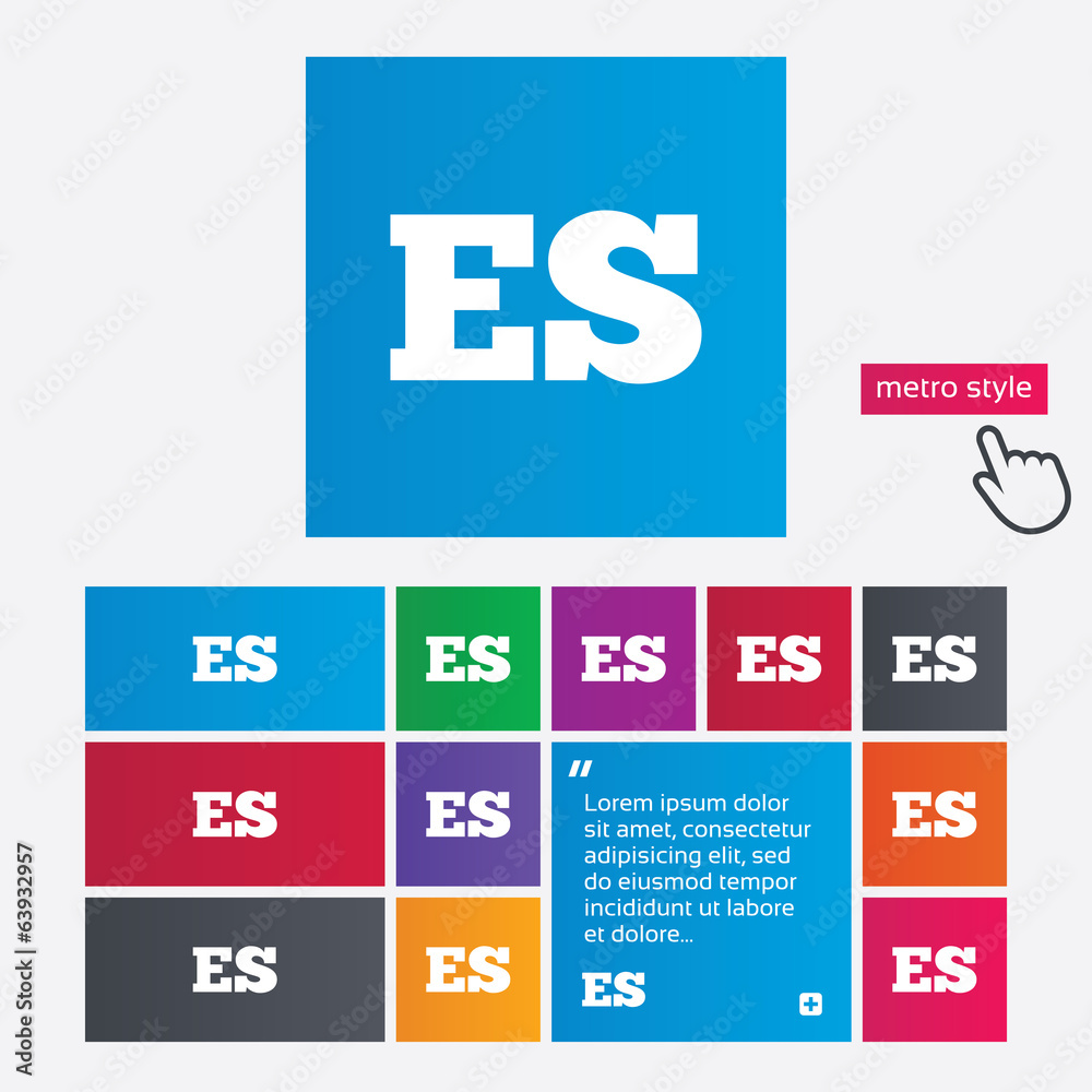 Spanish language sign icon. ES translation. Spanish language sign icon. ES translation.
