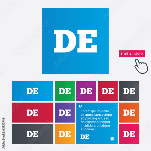 German language sign icon. DE Deutschland.