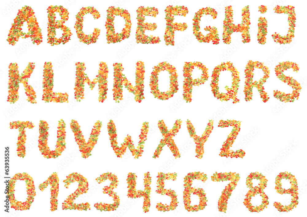 Alphabet from dried fruits Alphabet from dried fruits