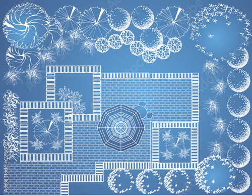 Vector blueprint of garden plan
