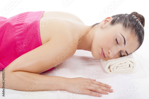 young woman in spa environment