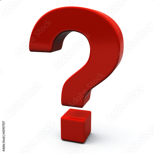 Red question mark sign, 3d