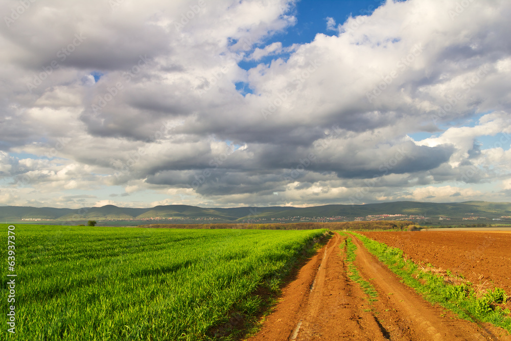 Dirt road and beautiful sky