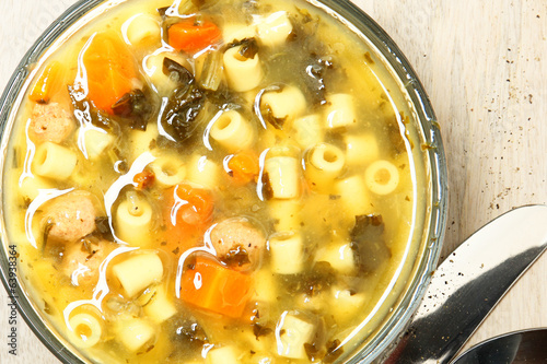 Italian Wedding Soup in Bowl at Table