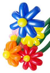 bouquet with colorful balloon flowers on the white background