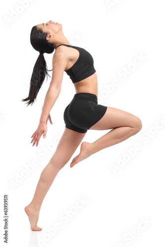 Fitness woman dancing doing aerobic exercises